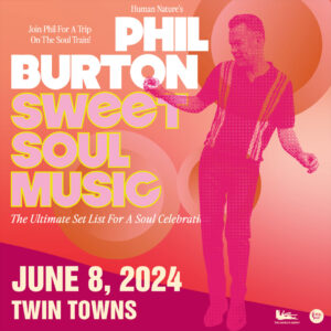 Image of Phil Burton stylized in bright oranges and pinks